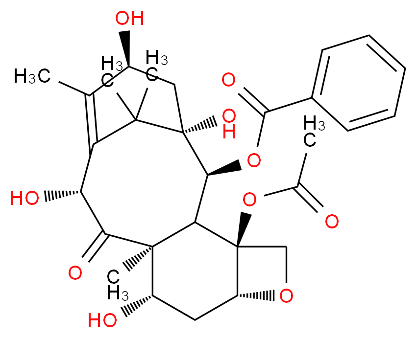 (1S,2S,3R,4S,7R,9S,10S,12R,15S)-4-(acetyloxy)-1,9,12,15-tetrahydroxy-10,14,17,17-tetramethyl-11-oxo-6-oxatetracyclo[11.3.1.0^{3,10}.0^{4,7}]heptadec-13-en-2-yl benzoate_分子结构_CAS_32981-86-5