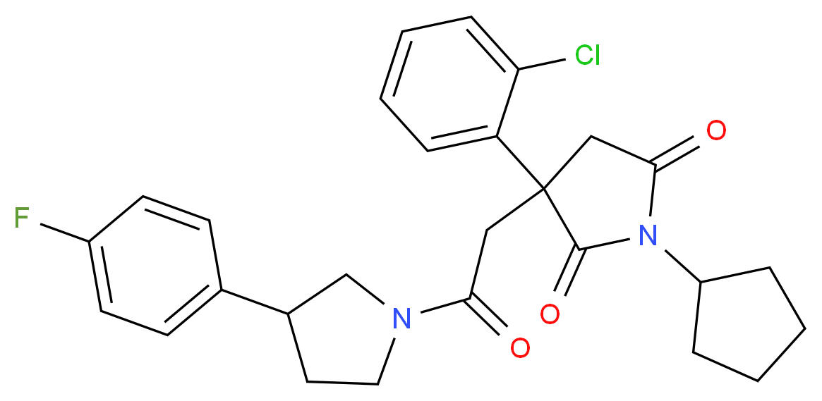 3-(2-chlorophenyl)-1-cyclopentyl-3-{2-[3-(4-fluorophenyl)-1-pyrrolidinyl]-2-oxoethyl}-2,5-pyrrolidinedione_分子结构_CAS_)