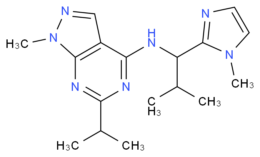 6-isopropyl-1-methyl-N-[2-methyl-1-(1-methyl-1H-imidazol-2-yl)propyl]-1H-pyrazolo[3,4-d]pyrimidin-4-amine_分子结构_CAS_)