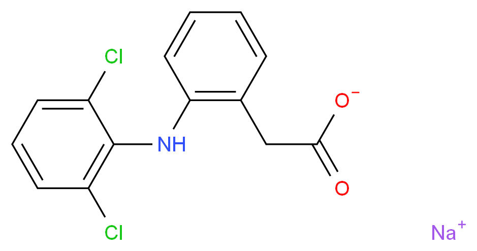 sodium 2-{2-[(2,6-dichlorophenyl)amino]phenyl}acetate_分子结构_CAS_15307-79-6