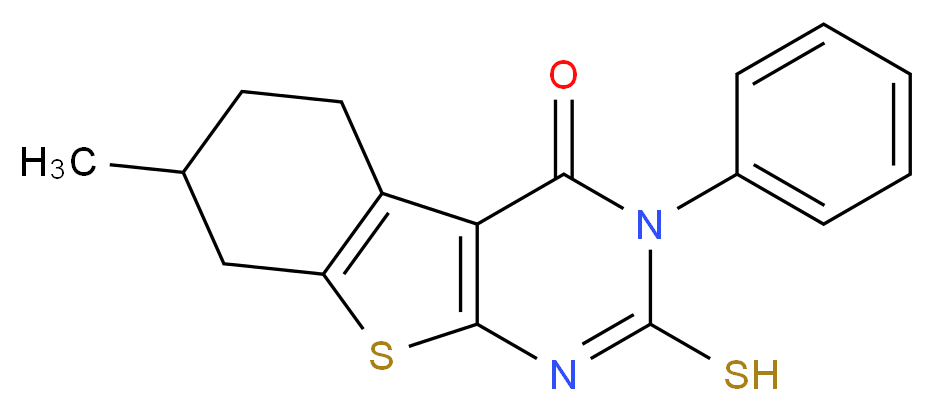 2-Mercapto-7-methyl-3-phenyl-5,6,7,8-tetrahydro-3H-benzo[4,5]thieno[2,3-d]pyrimidin-4-one_分子结构_CAS_299919-85-0)