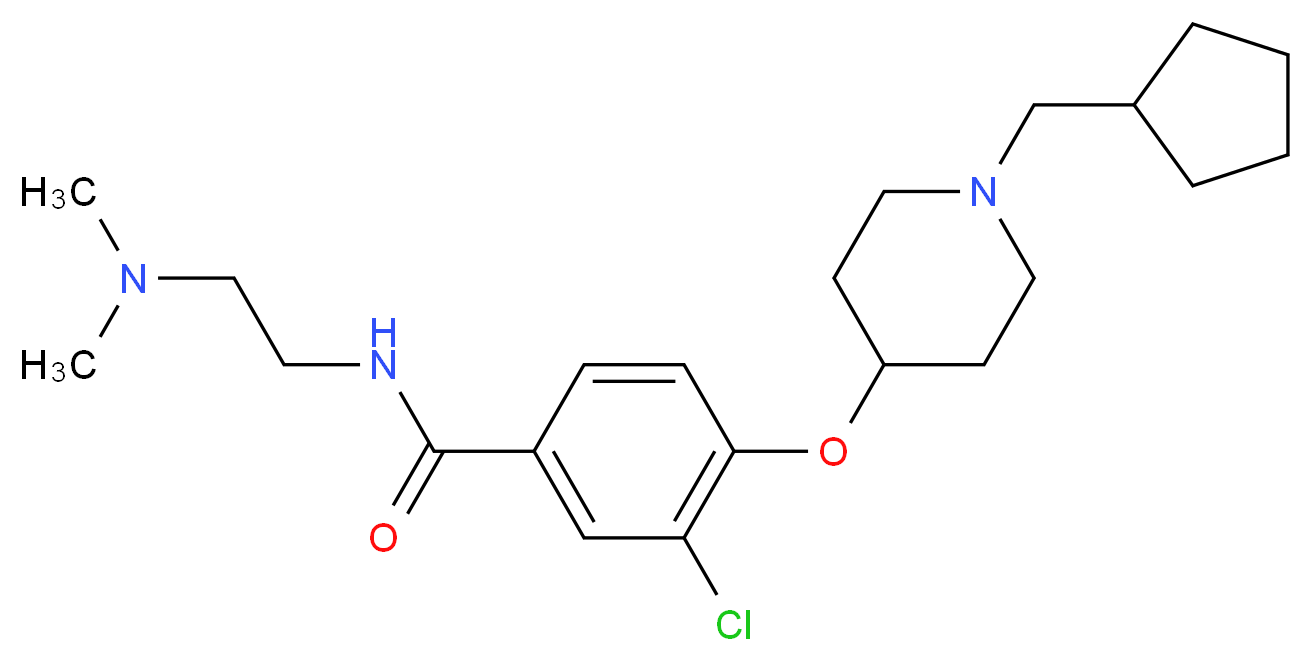 3-chloro-4-{[1-(cyclopentylmethyl)-4-piperidinyl]oxy}-N-[2-(dimethylamino)ethyl]benzamide_分子结构_CAS_)