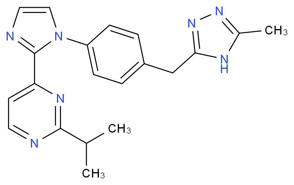 2-isopropyl-4-(1-{4-[(5-methyl-4H-1,2,4-triazol-3-yl)methyl]phenyl}-1H-imidazol-2-yl)pyrimidine_分子结构_CAS_)