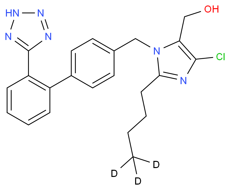 {2-[(4,4,4-<sup>2</sup>H<sub>3</sub>)butyl]-4-chloro-1-({4-[2-(2H-1,2,3,4-tetrazol-5-yl)phenyl]phenyl}methyl)-1H-imidazol-5-yl}methanol_分子结构_CAS_1030936-74-3