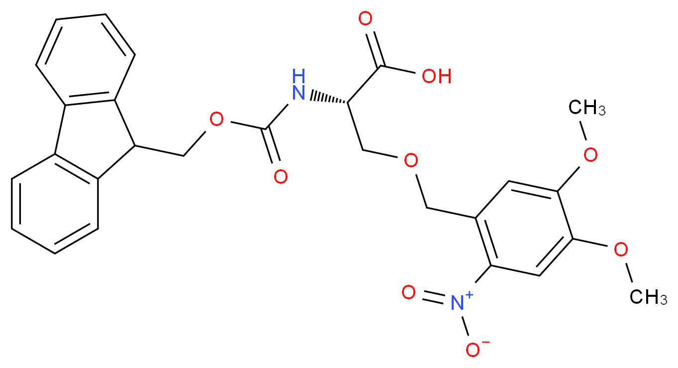 (2S)-3-[(4,5-dimethoxy-2-nitrophenyl)methoxy]-2-{[(9H-fluoren-9-ylmethoxy)carbonyl]amino}propanoic acid_分子结构_CAS_628280-43-3