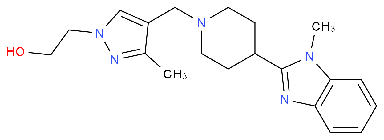 2-(3-methyl-4-{[4-(1-methyl-1H-benzimidazol-2-yl)-1-piperidinyl]methyl}-1H-pyrazol-1-yl)ethanol_分子结构_CAS_)