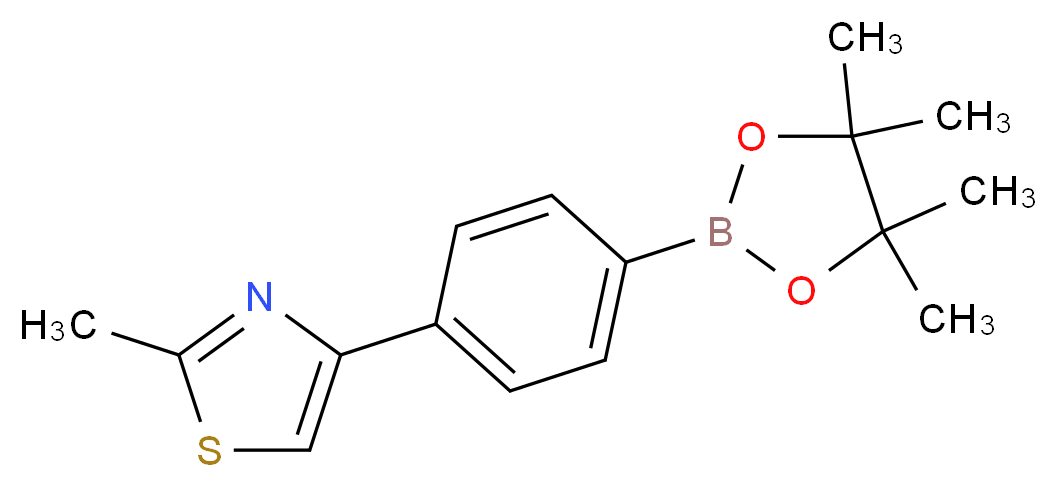 2-methyl-4-[4-(tetramethyl-1,3,2-dioxaborolan-2-yl)phenyl]-1,3-thiazole_分子结构_CAS_857283-68-2