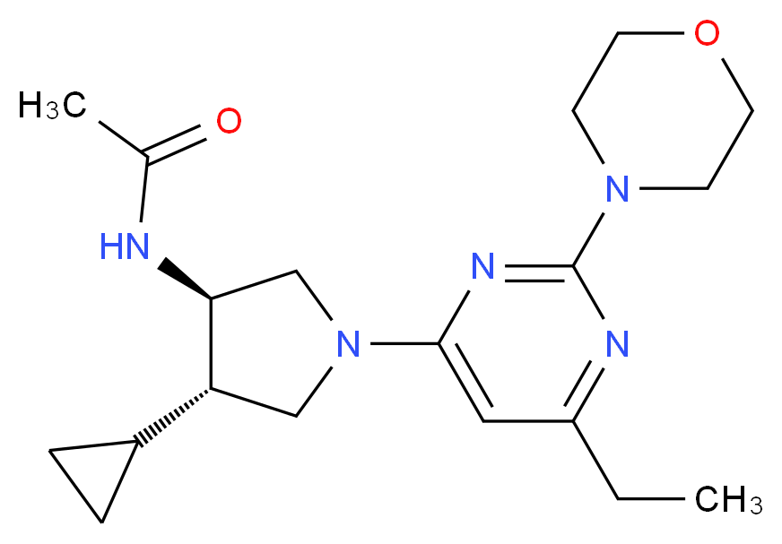 N-{(3R*,4S*)-4-cyclopropyl-1-[6-ethyl-2-(4-morpholinyl)-4-pyrimidinyl]-3-pyrrolidinyl}acetamide_分子结构_CAS_)