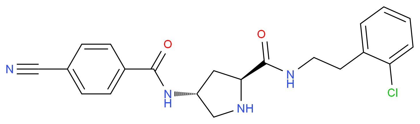 (2S,4R)-N-[2-(2-chlorophenyl)ethyl]-4-[(4-cyanobenzoyl)amino]pyrrolidine-2-carboxamide_分子结构_CAS_)