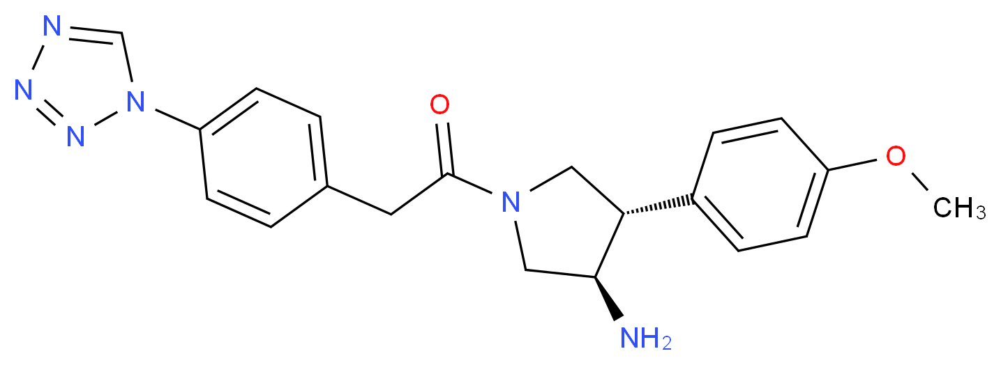 (3R*,4S*)-4-(4-methoxyphenyl)-1-{[4-(1H-tetrazol-1-yl)phenyl]acetyl}pyrrolidin-3-amine_分子结构_CAS_)