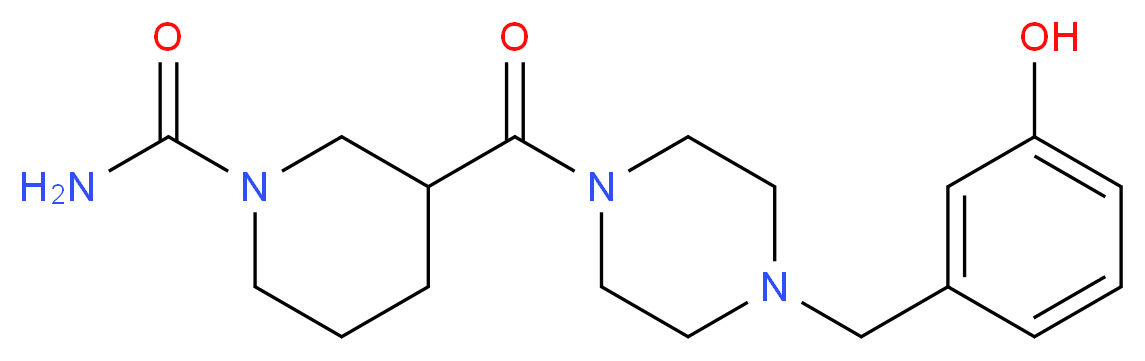 3-{[4-(3-hydroxybenzyl)-1-piperazinyl]carbonyl}-1-piperidinecarboxamide_分子结构_CAS_)
