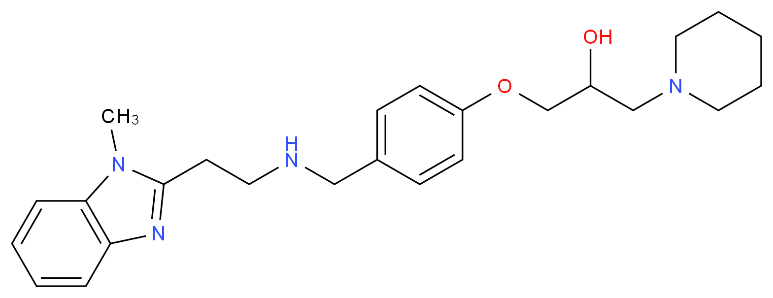 1-[4-({[2-(1-methyl-1H-benzimidazol-2-yl)ethyl]amino}methyl)phenoxy]-3-(1-piperidinyl)-2-propanol_分子结构_CAS_)