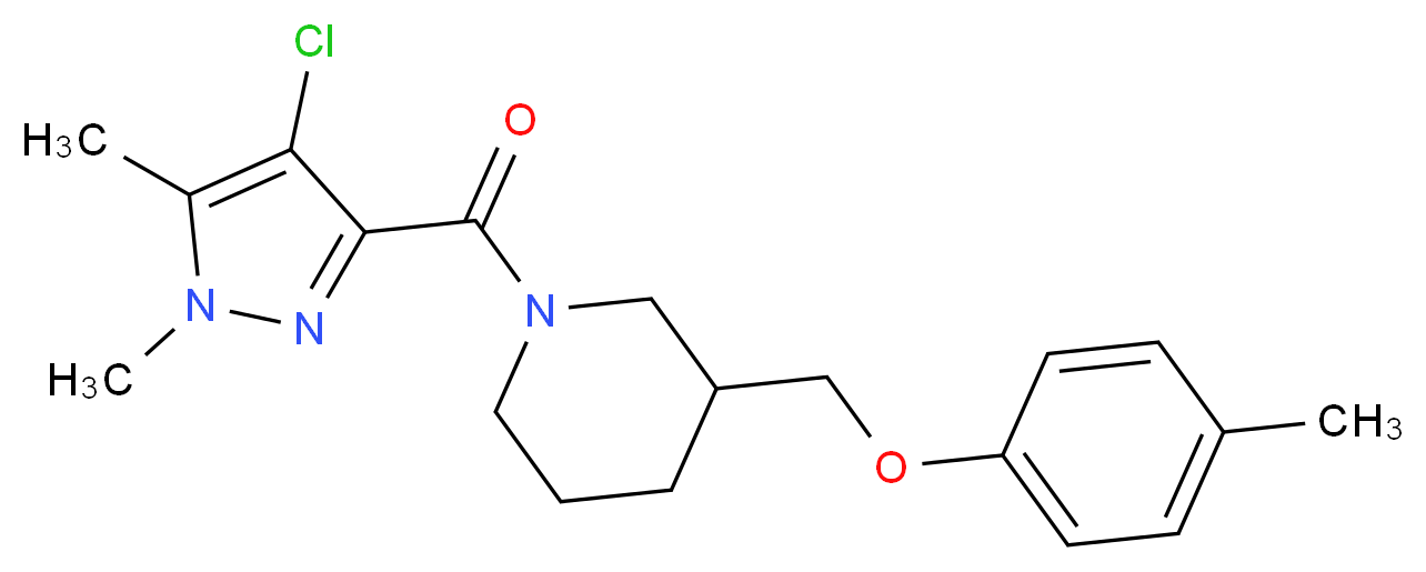 1-[(4-chloro-1,5-dimethyl-1H-pyrazol-3-yl)carbonyl]-3-[(4-methylphenoxy)methyl]piperidine_分子结构_CAS_)