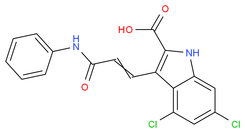 4,6-dichloro-3-[2-(phenylcarbamoyl)eth-1-en-1-yl]-1H-indole-2-carboxylic acid_分子结构_CAS_153436-22-7