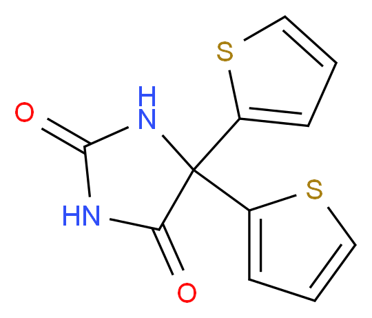 5,5-bis(thiophen-2-yl)imidazolidine-2,4-dione_分子结构_CAS_62032-07-9