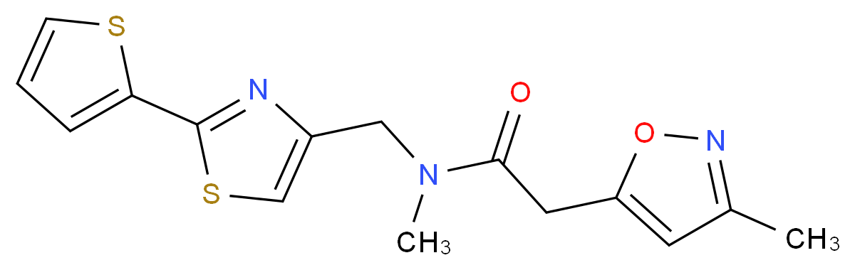 N-methyl-2-(3-methyl-5-isoxazolyl)-N-{[2-(2-thienyl)-1,3-thiazol-4-yl]methyl}acetamide_分子结构_CAS_)