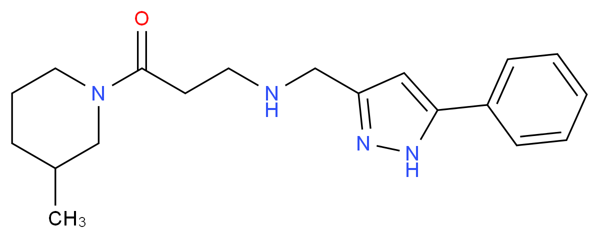 3-(3-methylpiperidin-1-yl)-3-oxo-N-[(5-phenyl-1H-pyrazol-3-yl)methyl]propan-1-amine_分子结构_CAS_)