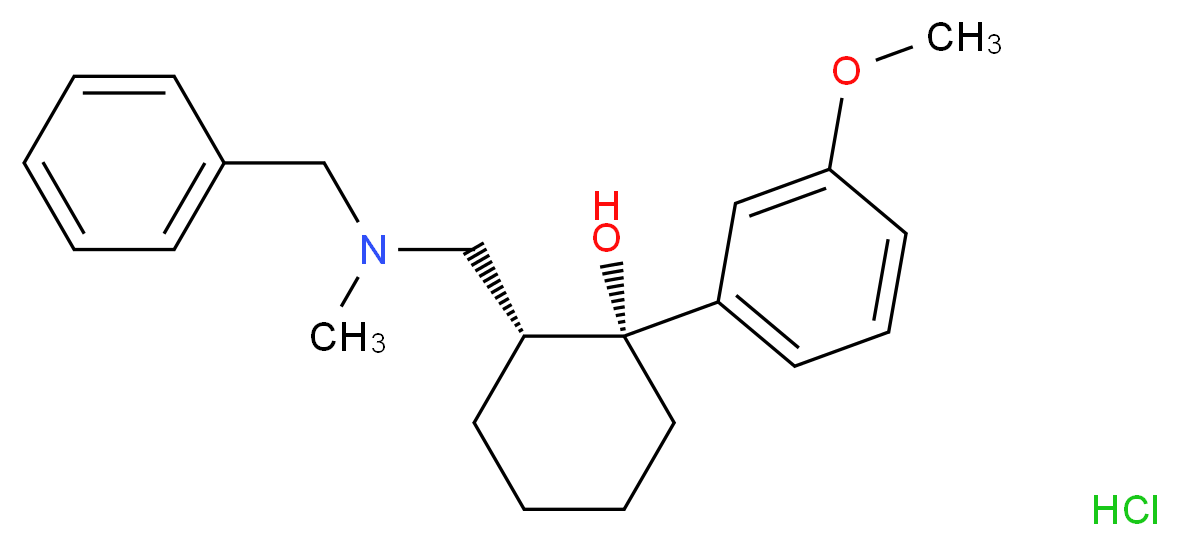 cis-(+/-)-2-[(N-Benzyl-N-methyl)aminomethyl]-1-(3-methoxyphenyl)cyclohexanol, Hydrochloride_分子结构_CAS_1018989-95-1)