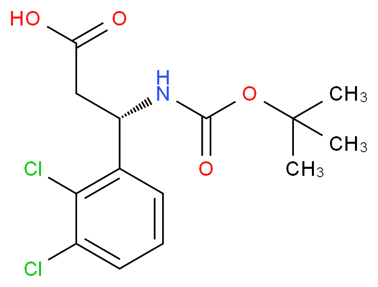 (3S)-3-{[(tert-butoxy)carbonyl]amino}-3-(2,3-dichlorophenyl)propanoic acid_分子结构_CAS_499995-82-3