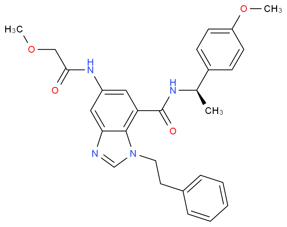 5-[(methoxyacetyl)amino]-N-[(1R)-1-(4-methoxyphenyl)ethyl]-1-(2-phenylethyl)-1H-benzimidazole-7-carboxamide_分子结构_CAS_)