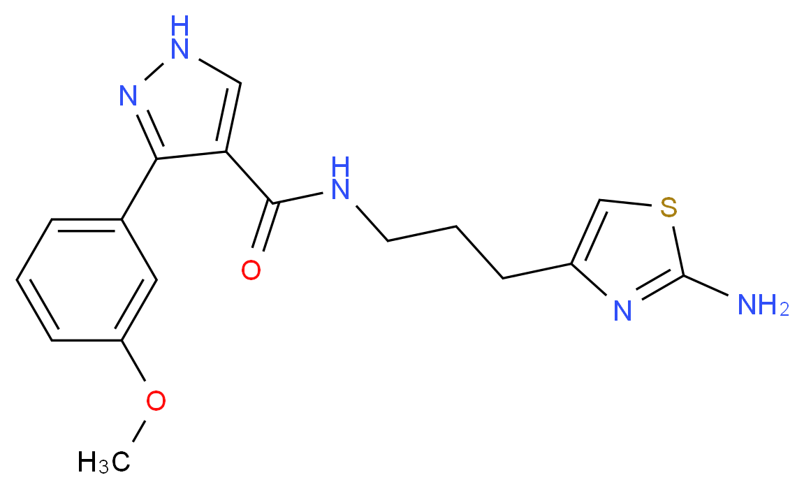 N-[3-(2-amino-1,3-thiazol-4-yl)propyl]-3-(3-methoxyphenyl)-1H-pyrazole-4-carboxamide_分子结构_CAS_)