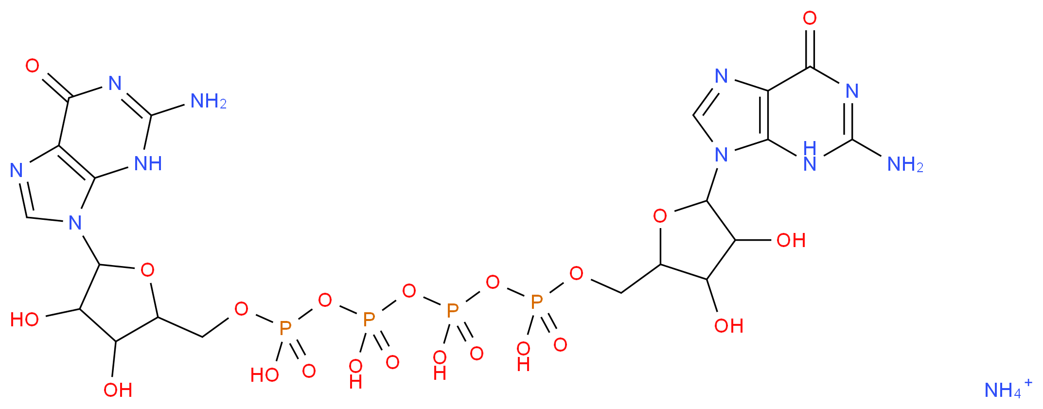 P1,P4-Di(guanosine-5′) tetraphosphate ammonium salt_分子结构_CAS_102783-33-5)