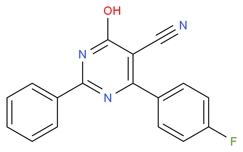 4-(4-Fluorophenyl)-6-hydroxy-2-phenyl-5-pyrimidinecarbonitrile_分子结构_CAS_)