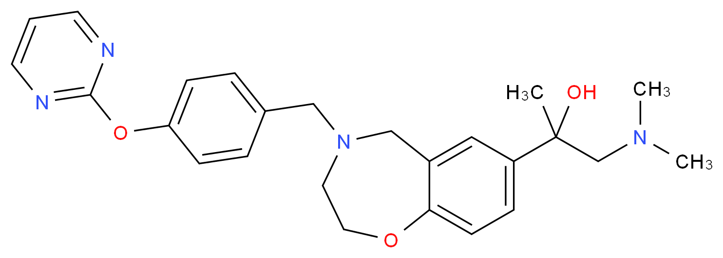 1-(dimethylamino)-2-{4-[4-(2-pyrimidinyloxy)benzyl]-2,3,4,5-tetrahydro-1,4-benzoxazepin-7-yl}-2-propanol_分子结构_CAS_)