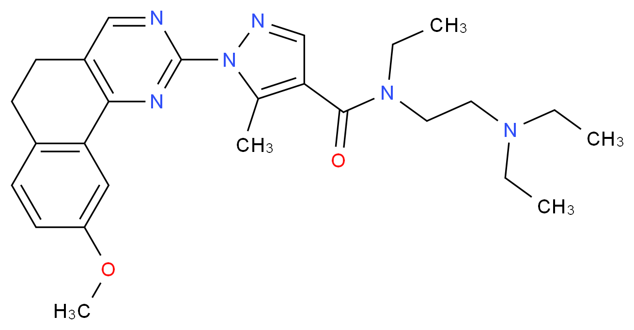 N-[2-(diethylamino)ethyl]-N-ethyl-1-(9-methoxy-5,6-dihydrobenzo[h]quinazolin-2-yl)-5-methyl-1H-pyrazole-4-carboxamide_分子结构_CAS_)