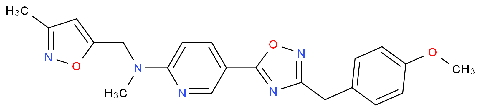 5-[3-(4-methoxybenzyl)-1,2,4-oxadiazol-5-yl]-N-methyl-N-[(3-methyl-5-isoxazolyl)methyl]-2-pyridinamine_分子结构_CAS_)