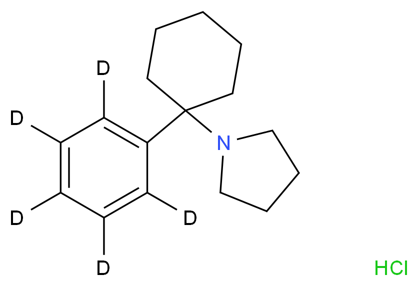 1-[1-(<sup>2</sup>H<sub>5</sub>)phenylcyclohexyl]pyrrolidine hydrochloride_分子结构_CAS_1246815-30-4