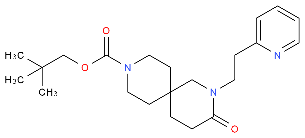 2,2-dimethylpropyl 3-oxo-2-(2-pyridin-2-ylethyl)-2,9-diazaspiro[5.5]undecane-9-carboxylate_分子结构_CAS_)