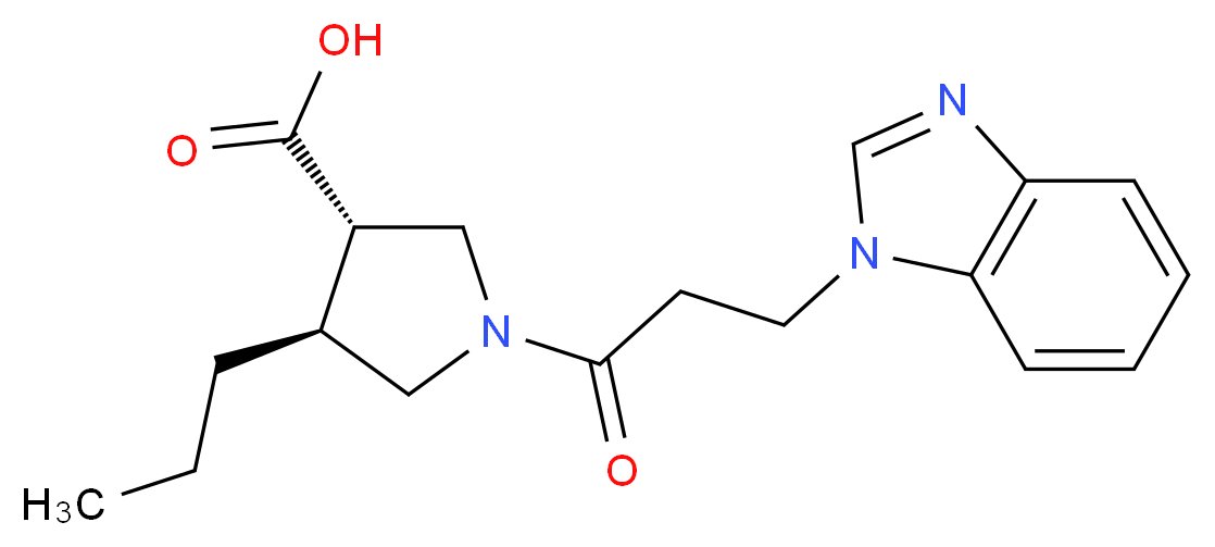 (3S*,4S*)-1-[3-(1H-benzimidazol-1-yl)propanoyl]-4-propylpyrrolidine-3-carboxylic acid_分子结构_CAS_)