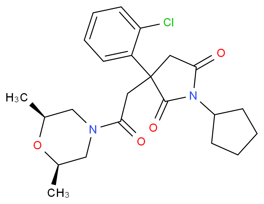 3-(2-chlorophenyl)-1-cyclopentyl-3-{2-[(2R*,6S*)-2,6-dimethyl-4-morpholinyl]-2-oxoethyl}-2,5-pyrrolidinedione_分子结构_CAS_)