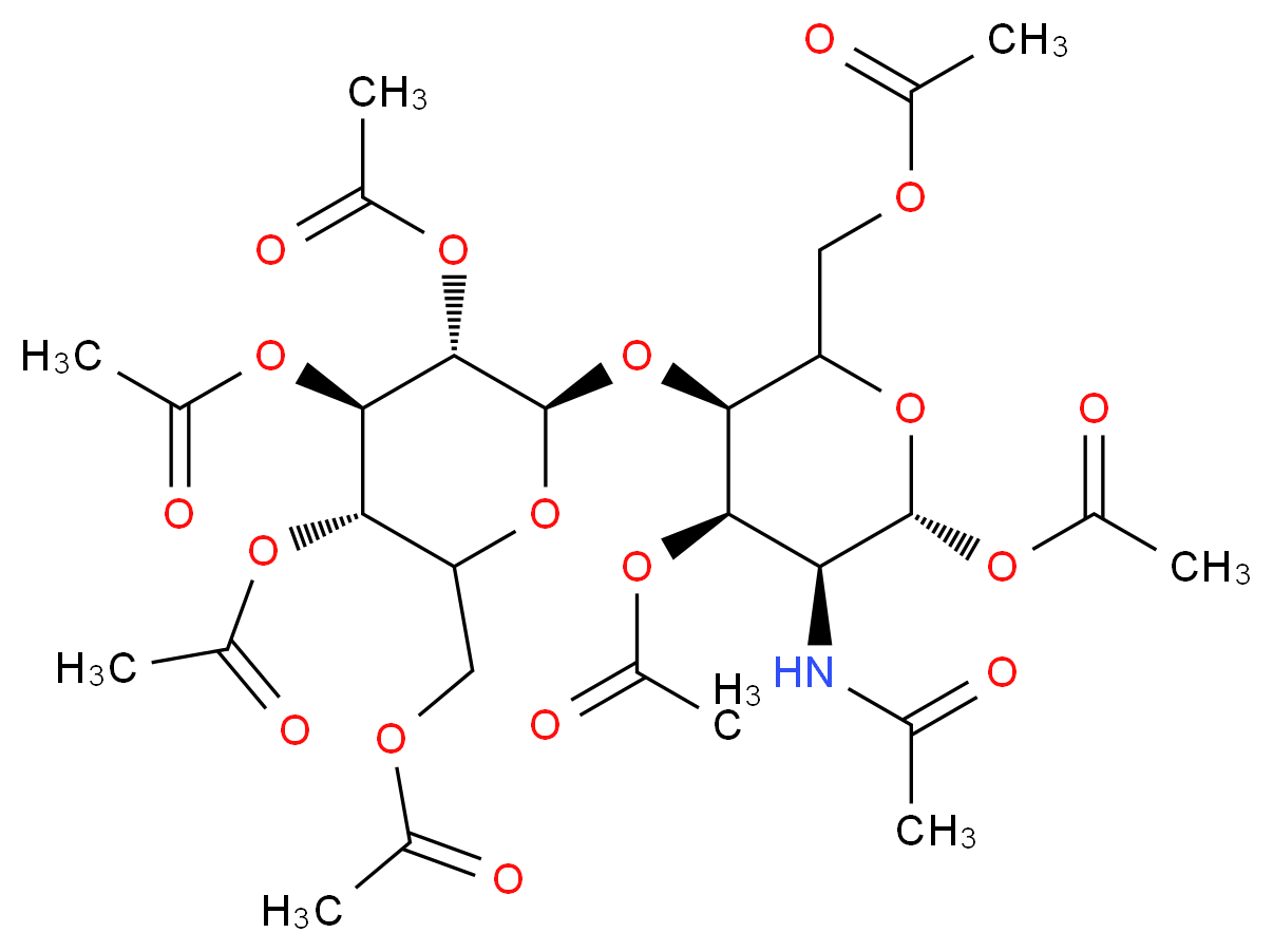 [(3R,4R,5S,6R)-4,6-bis(acetyloxy)-5-acetamido-3-{[(2R,3S,4R,5S)-3,4,5-tris(acetyloxy)-6-[(acetyloxy)methyl]oxan-2-yl]oxy}oxan-2-yl]methyl acetate_分子结构_CAS_36954-63-9