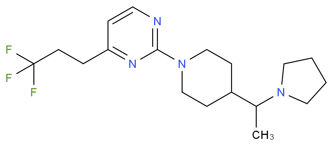 2-[4-(1-pyrrolidin-1-ylethyl)piperidin-1-yl]-4-(3,3,3-trifluoropropyl)pyrimidine_分子结构_CAS_)