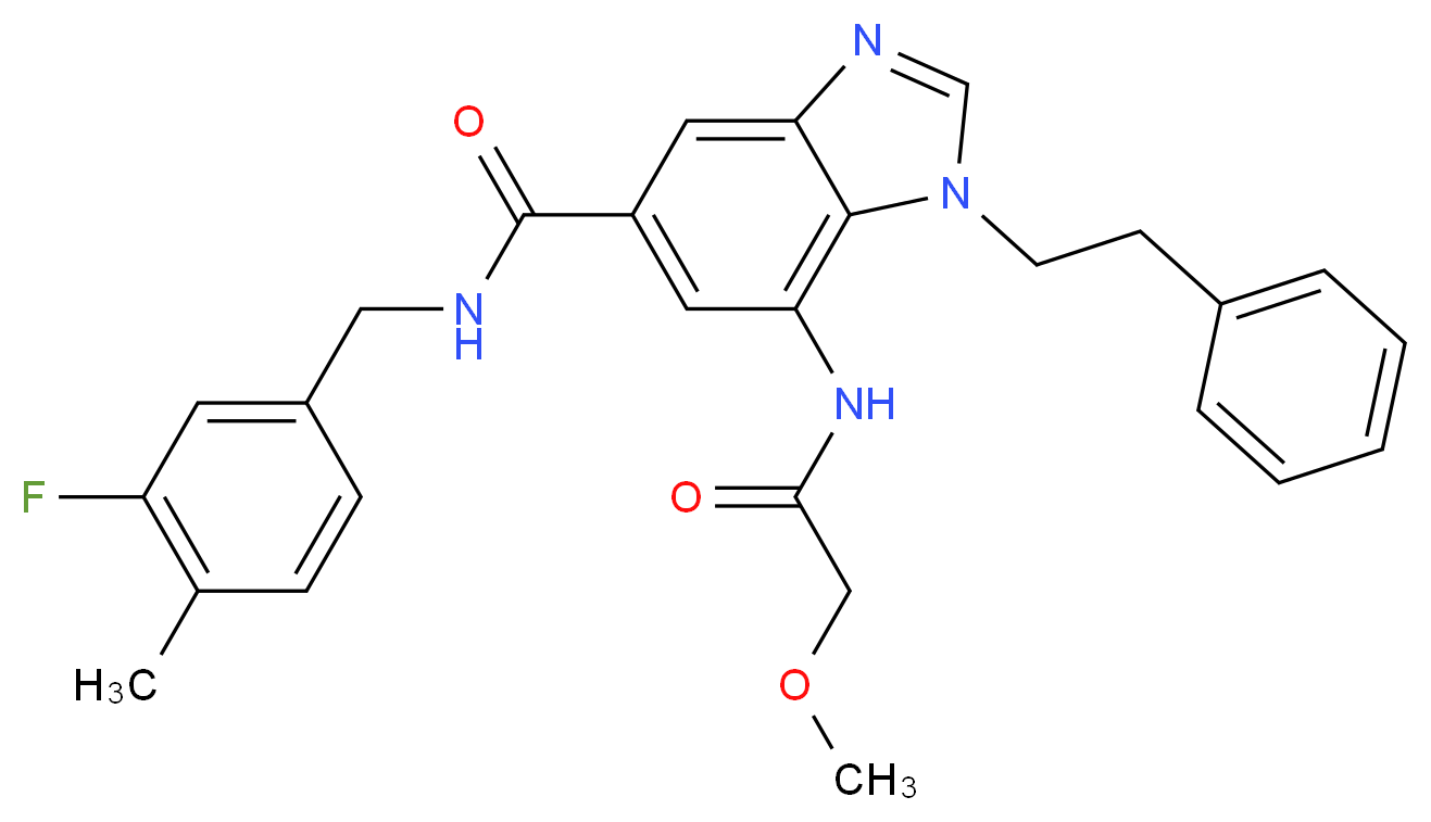 N-(3-fluoro-4-methylbenzyl)-7-[(methoxyacetyl)amino]-1-(2-phenylethyl)-1H-benzimidazole-5-carboxamide_分子结构_CAS_)