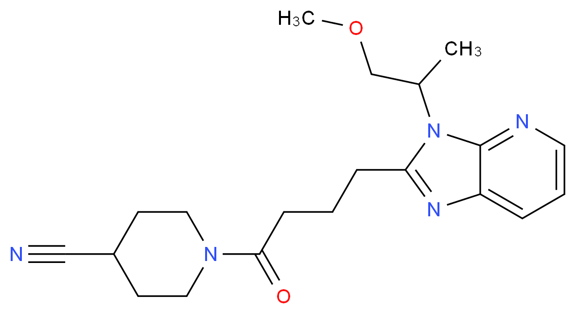 1-{4-[3-(2-methoxy-1-methylethyl)-3H-imidazo[4,5-b]pyridin-2-yl]butanoyl}piperidine-4-carbonitrile_分子结构_CAS_)