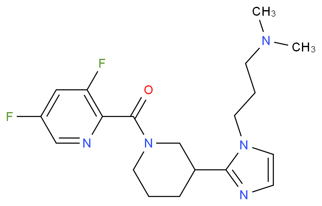 3-(2-{1-[(3,5-difluoropyridin-2-yl)carbonyl]piperidin-3-yl}-1H-imidazol-1-yl)-N,N-dimethylpropan-1-amine_分子结构_CAS_)