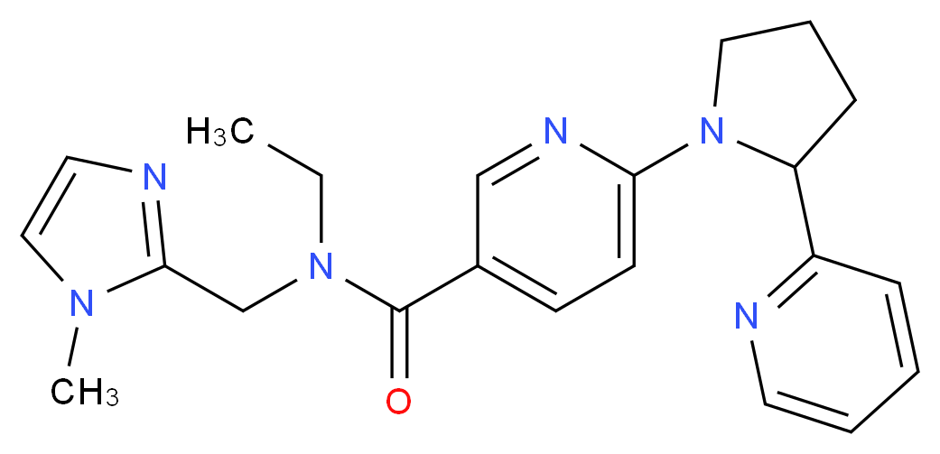 N-ethyl-N-[(1-methyl-1H-imidazol-2-yl)methyl]-6-[2-(2-pyridinyl)-1-pyrrolidinyl]nicotinamide_分子结构_CAS_)