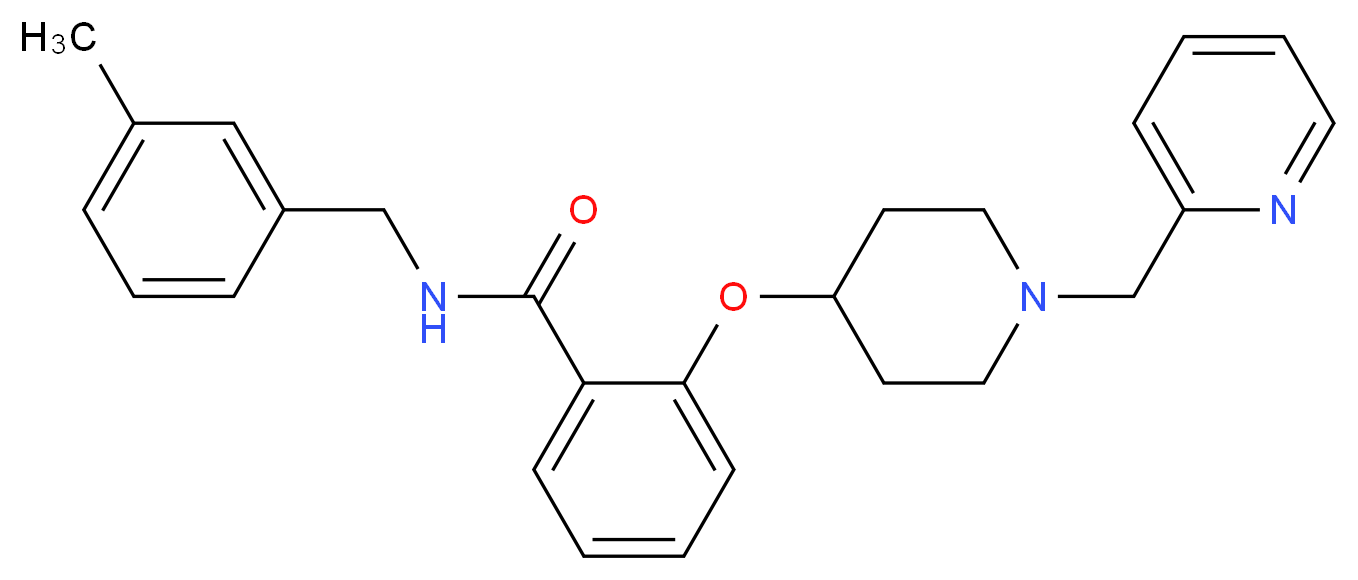 N-(3-methylbenzyl)-2-{[1-(2-pyridinylmethyl)-4-piperidinyl]oxy}benzamide_分子结构_CAS_)