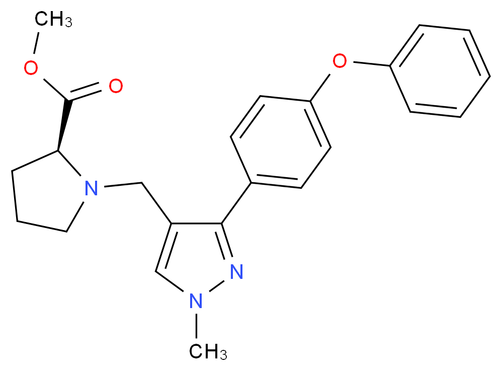 methyl 1-{[1-methyl-3-(4-phenoxyphenyl)-1H-pyrazol-4-yl]methyl}-L-prolinate_分子结构_CAS_)