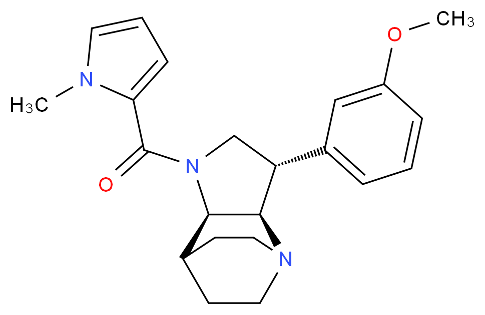 (3S*,3aR*,7aR*)-3-(3-methoxyphenyl)-1-[(1-methyl-1H-pyrrol-2-yl)carbonyl]octahydro-4,7-ethanopyrrolo[3,2-b]pyridine_分子结构_CAS_)