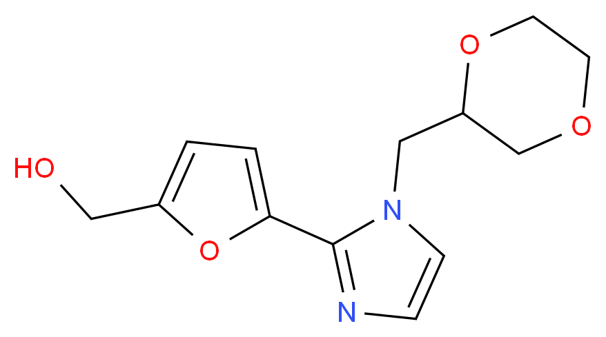 {5-[1-(1,4-dioxan-2-ylmethyl)-1H-imidazol-2-yl]-2-furyl}methanol_分子结构_CAS_)