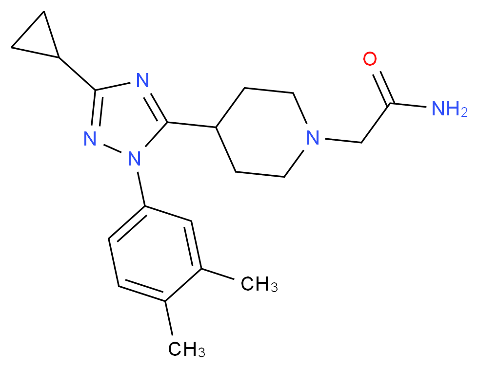 2-{4-[3-cyclopropyl-1-(3,4-dimethylphenyl)-1H-1,2,4-triazol-5-yl]piperidin-1-yl}acetamide_分子结构_CAS_)
