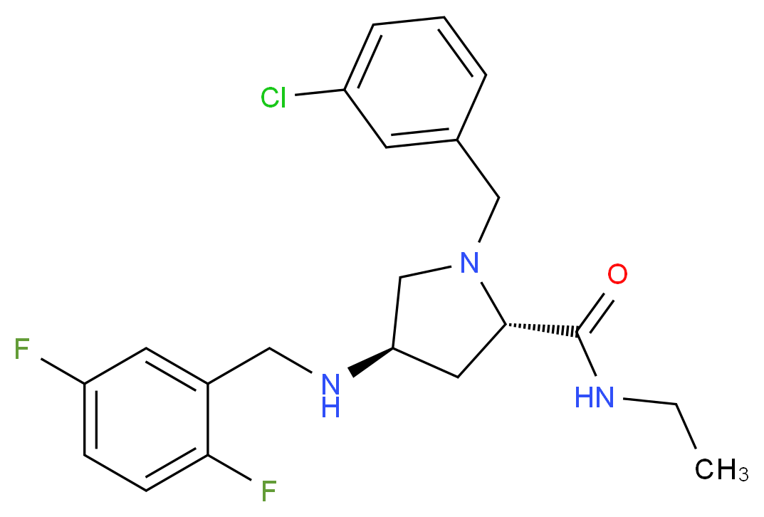 (4R)-1-(3-chlorobenzyl)-4-[(2,5-difluorobenzyl)amino]-N-ethyl-L-prolinamide_分子结构_CAS_)