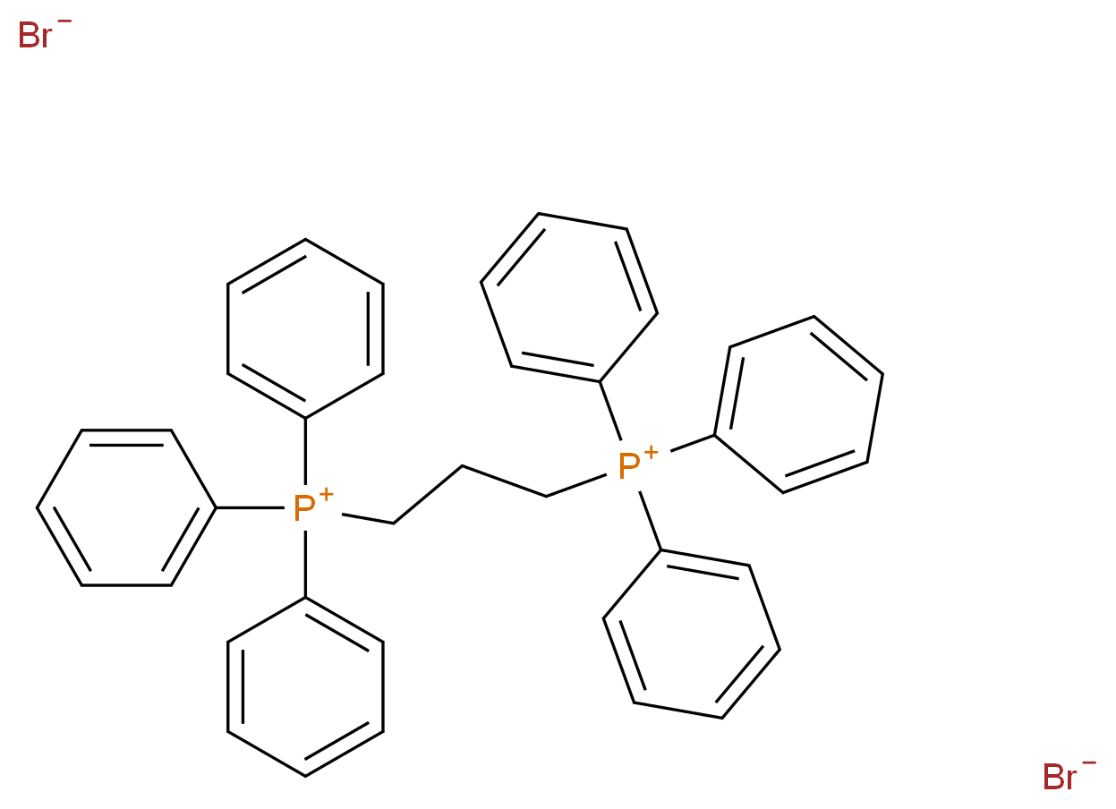 triphenyl[3-(triphenylphosphaniumyl)propyl]phosphanium dibromide_分子结构_CAS_7333-67-7