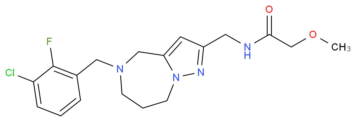 N-{[5-(3-chloro-2-fluorobenzyl)-5,6,7,8-tetrahydro-4H-pyrazolo[1,5-a][1,4]diazepin-2-yl]methyl}-2-methoxyacetamide_分子结构_CAS_)