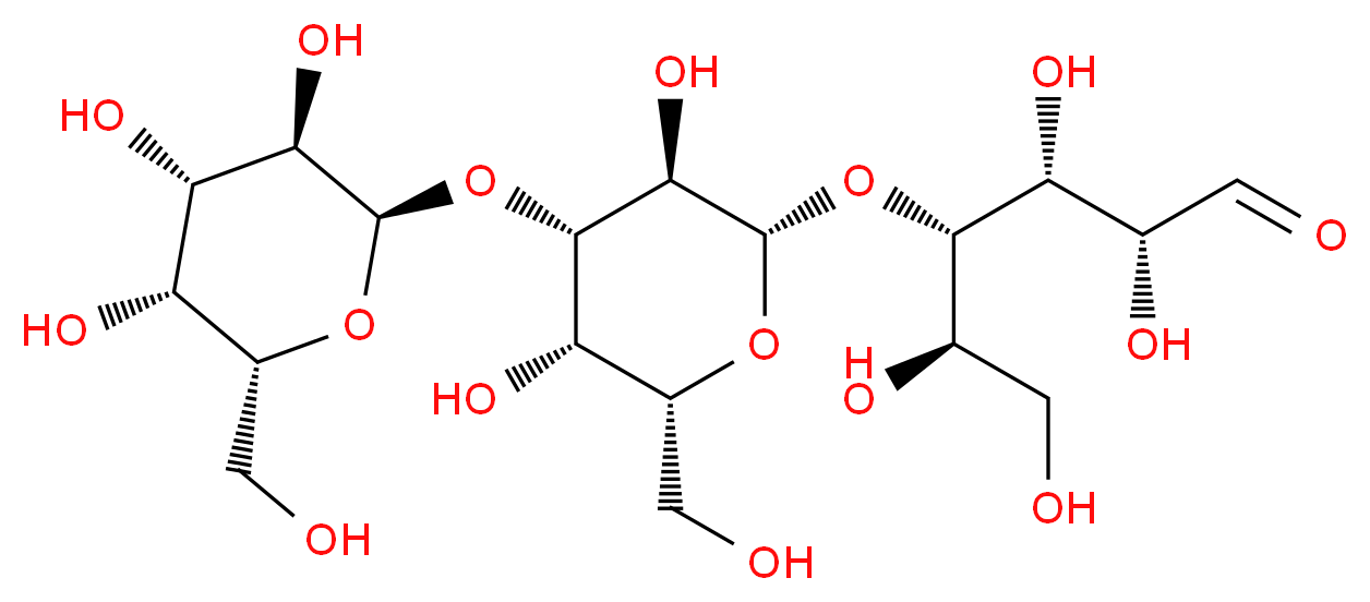 (2R,3R,4S,5R)-4-{[(2S,3R,4S,5S,6R)-3,5-dihydroxy-6-(hydroxymethyl)-4-{[(2R,3R,4S,5R,6R)-3,4,5-trihydroxy-6-(hydroxymethyl)oxan-2-yl]oxy}oxan-2-yl]oxy}-2,3,5,6-tetrahydroxyhexanal_分子结构_CAS_56038-36-9