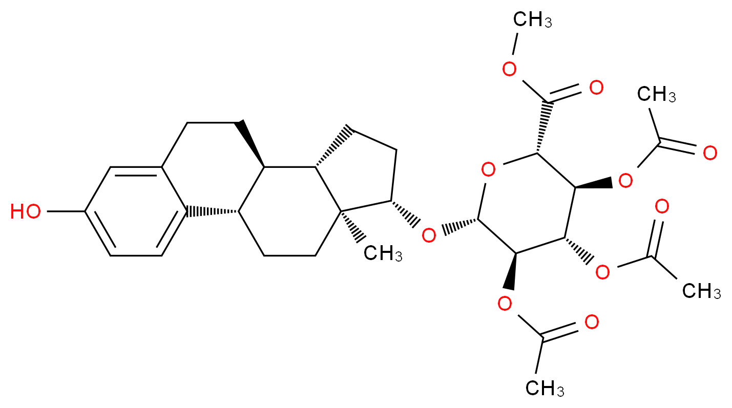 methyl (2S,3S,4S,5R,6R)-3,4,5-tris(acetyloxy)-6-{[(1S,10R,11S,14S,15S)-5-hydroxy-15-methyltetracyclo[8.7.0.0<sup>2</sup>,<sup>7</sup>.0<sup>1</sup><sup>1</sup>,<sup>1</sup><sup>5</sup>]heptadeca-2,4,6-trien-14-yl]oxy}oxane-2-carboxylate_分子结构_CAS_14364-66-0